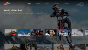 Red Bull TV – главный экран